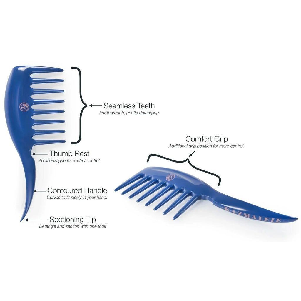 Kurls Plus Wide Tooth Hair Comb - Cobalt