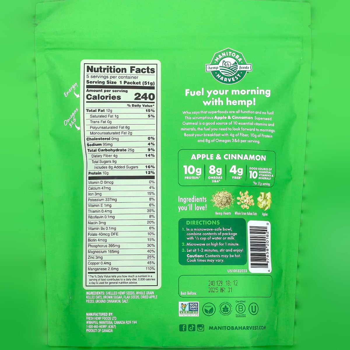 Apple And Cinnamon Instant Superseed Oatmeal
