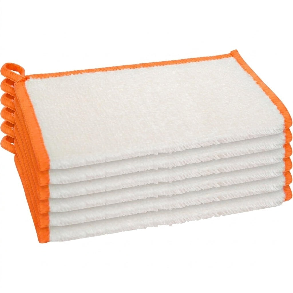 Bamboo Kitchen Cloths - White/Orange (6 CT)