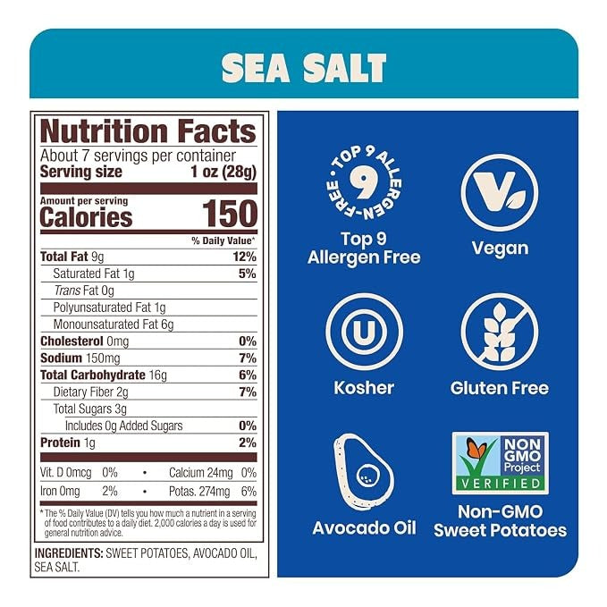 Avocado Oil Sweet Potato Chips - Sea Salt