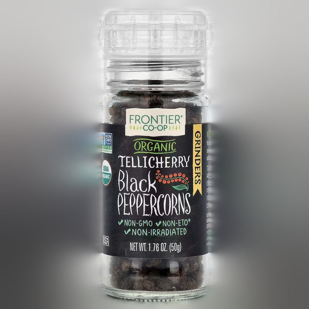 Organic Tellicherry Black Peppercorns with Grinder