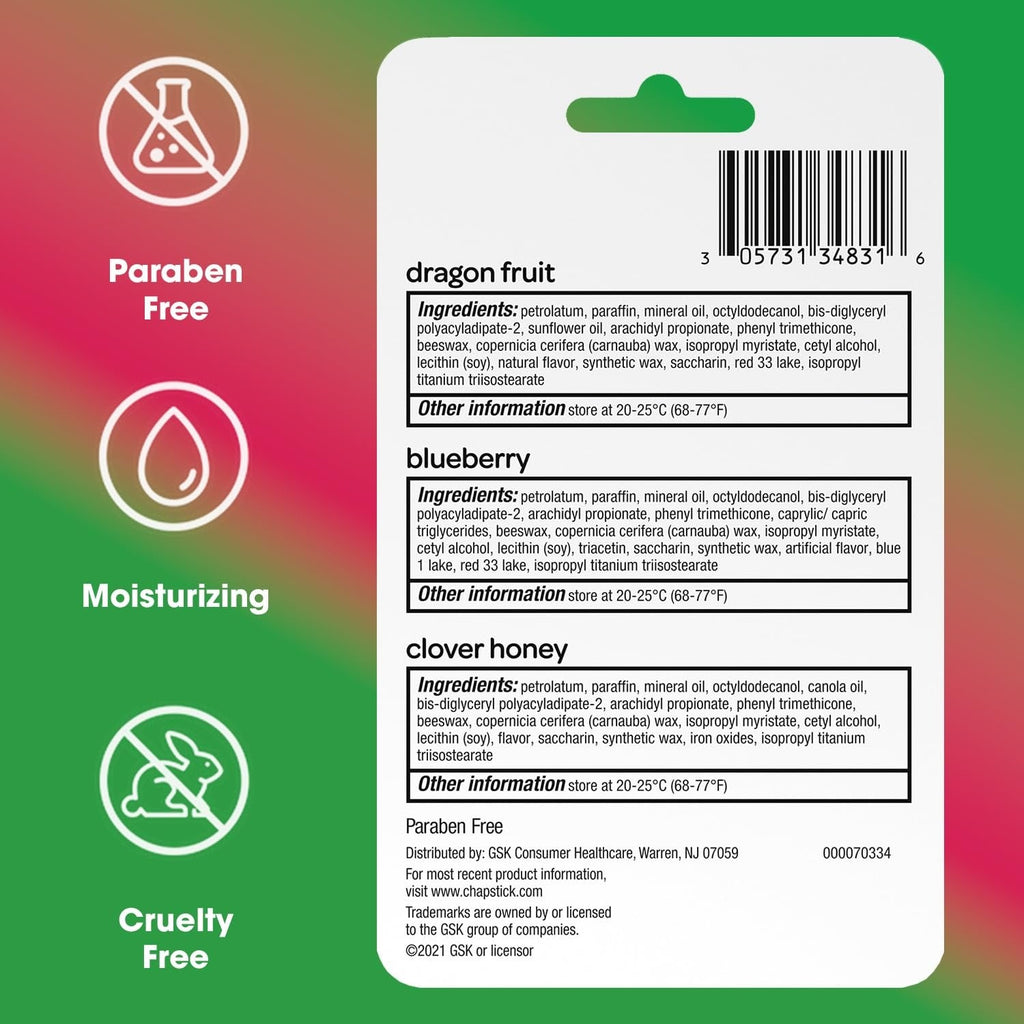 SuperFood Collection Lip Balm Sticks (3 CT) - Dragon Fruit Berry And Honey