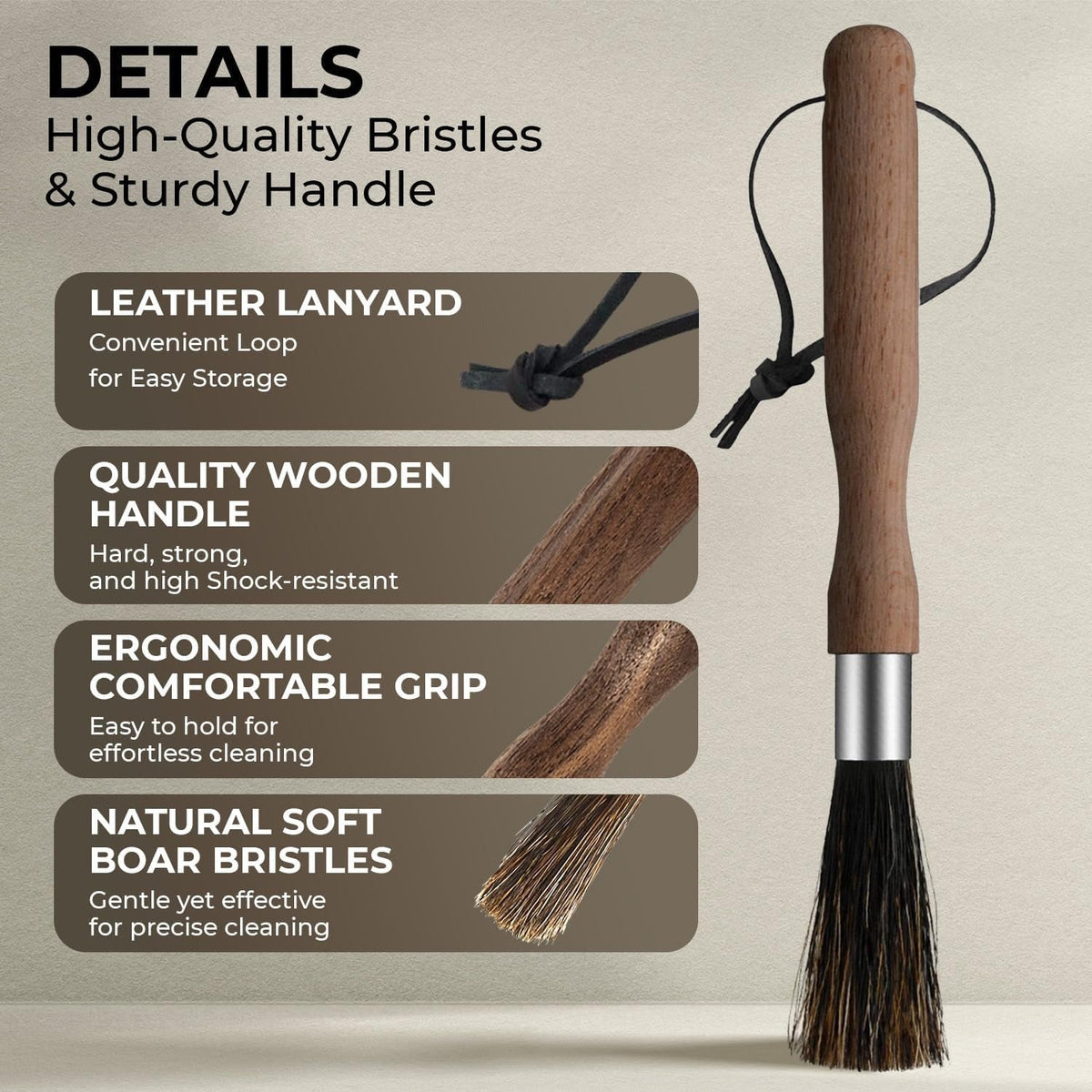 Coffee Cleaning Brush With Wooden Finish