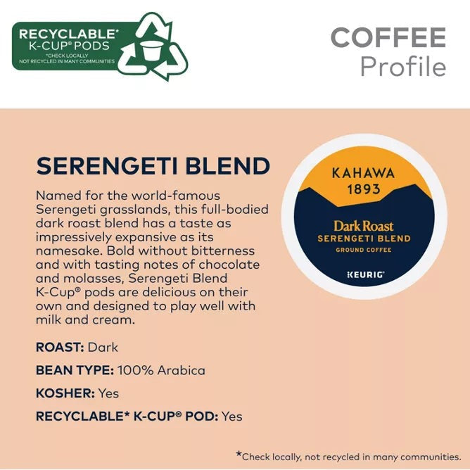 Dark Roast Coffee K-Cup Pods Serengeti Blend (10 CT)