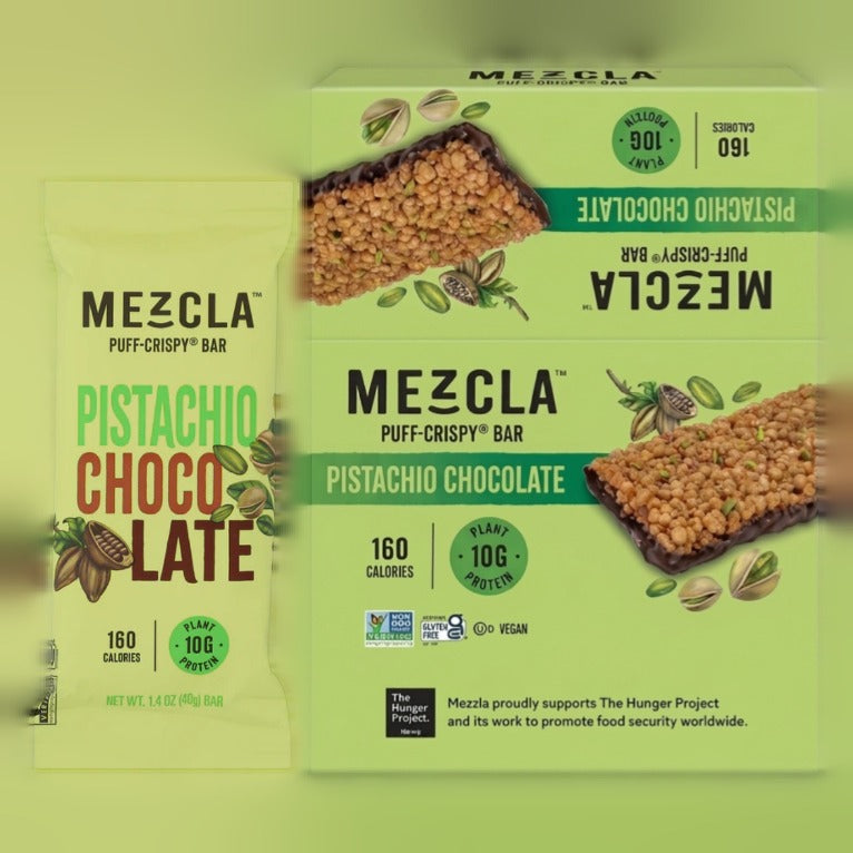 Vegan Protein Puff-Crispy Pistachio Chocolate Bars (12 CT)