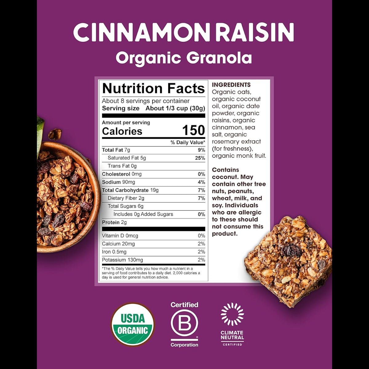 Organic Cinnamon Raisin Granola