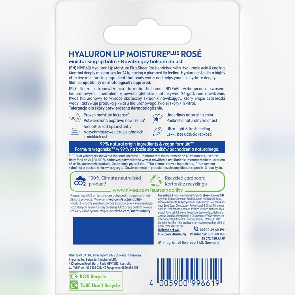 Lip Moisture Plus Hyaluron Sheer Rose Carded