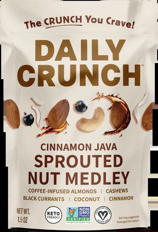 Sprouted Almonds and Cashews - Cinnamon Java and Coffee Soaked (8 Snack Packs)