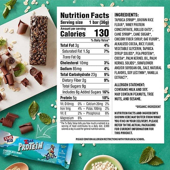 Zbar Protein Chocolate Mint Flavor Crispy Snack Bars (10 CT)