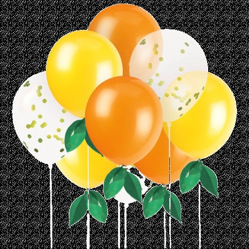 Citrus Fruit Solid & Confetti Filled Latex Balloon Bouquet Kit (9 CT)