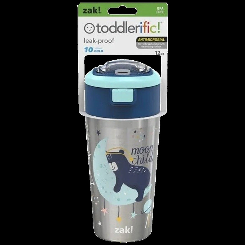 Double Wall Stainless Steel Straw Bottle - Moon Bear - 12oz