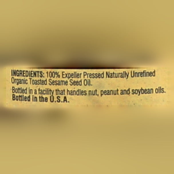 Organic Toasted Unrefined Sesame Oil