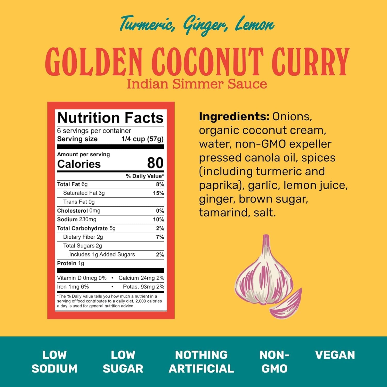 Golden Coconut Curry Indian Simmer Sauce - Mild