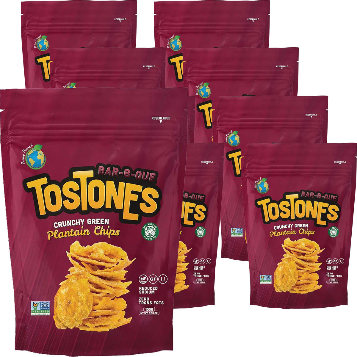 Bar B-Que Tostones Crunchy Green Plantain Chips (8 Pack)