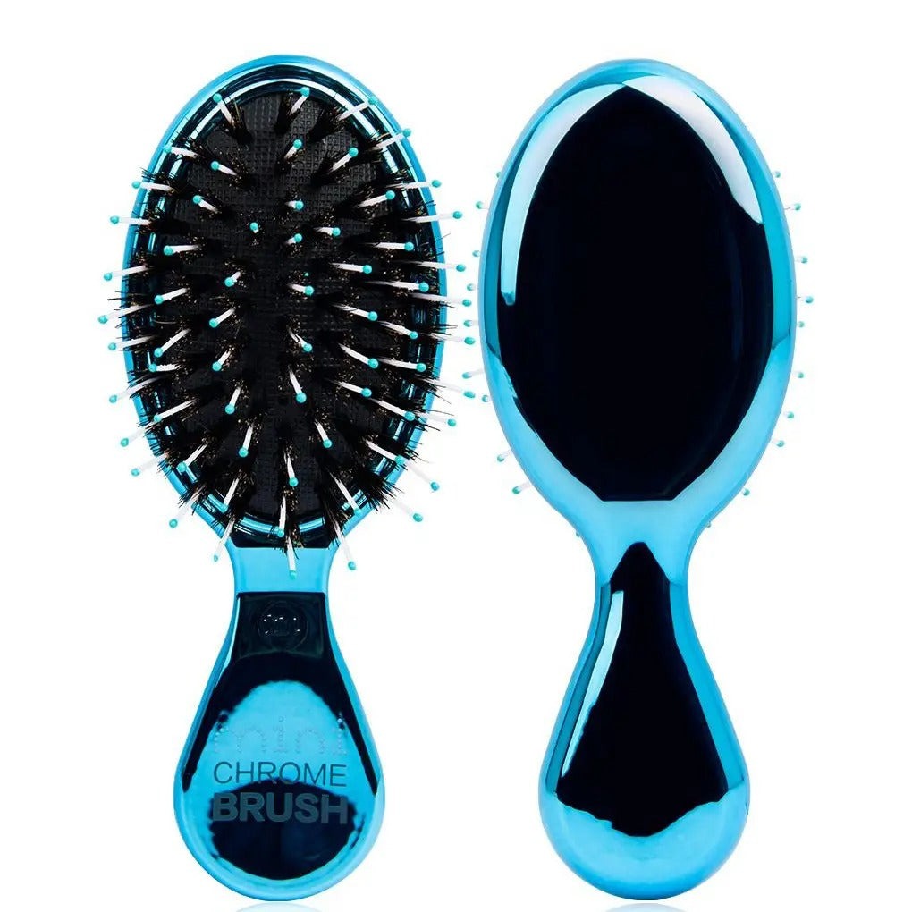 Mini Boar Bristle Purse Hair Brush - Turquoise