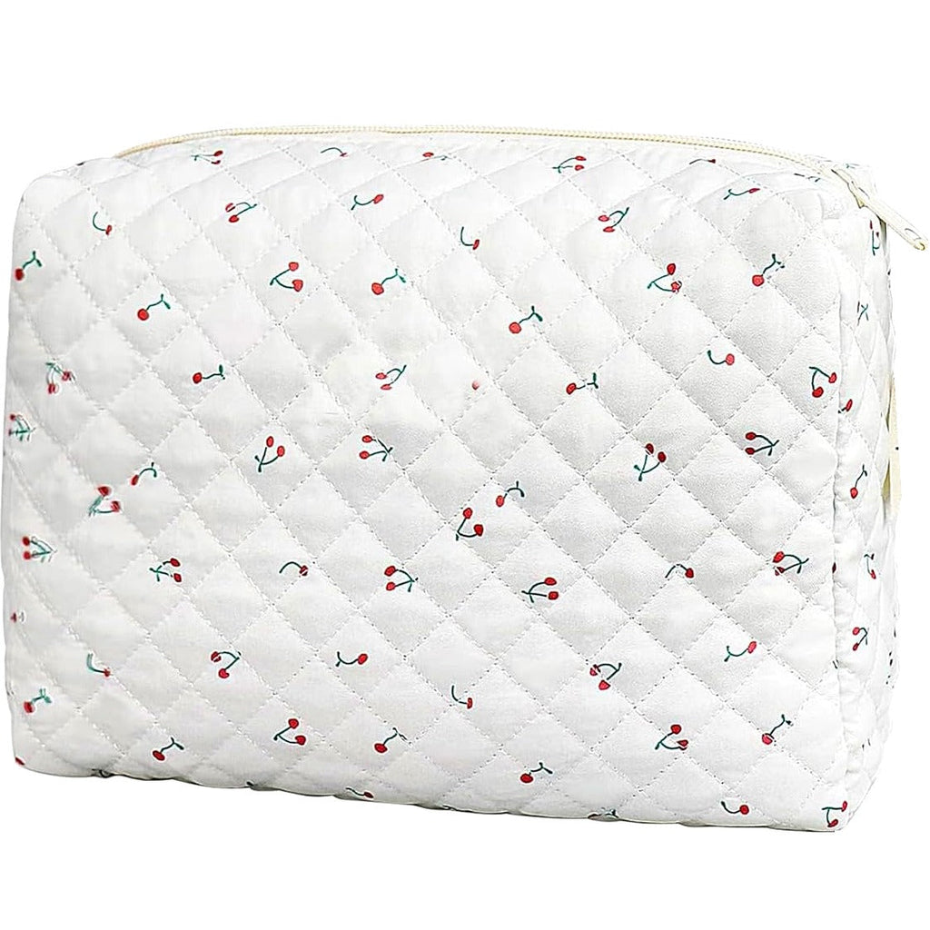 Quilted Cherry Cosmetic Bag
