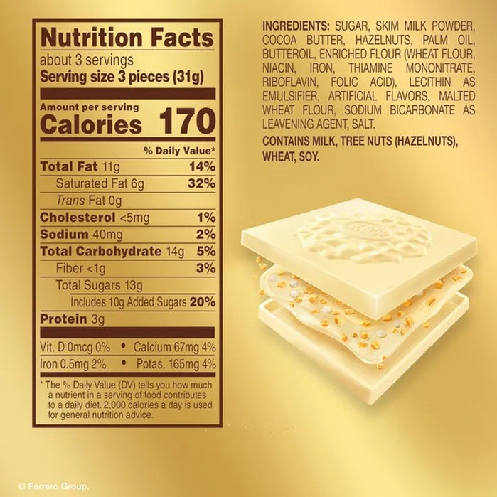 White Chocolate Hazelnut Squares (10 CT)