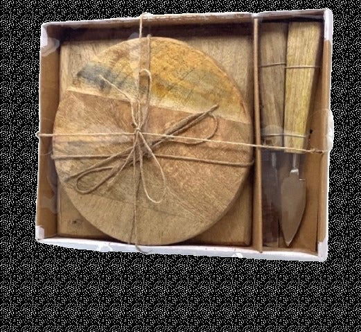 Cheese Serving Set, 4 pc- Dark Wood
