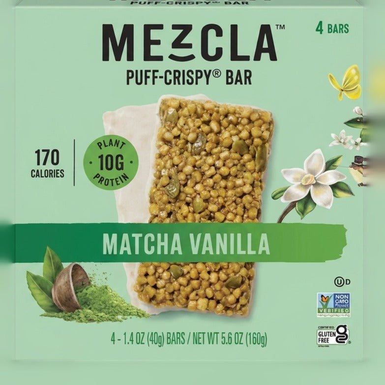 Puff-Crispy Matcha Vanilla Plant Protein Bars (4 CT)