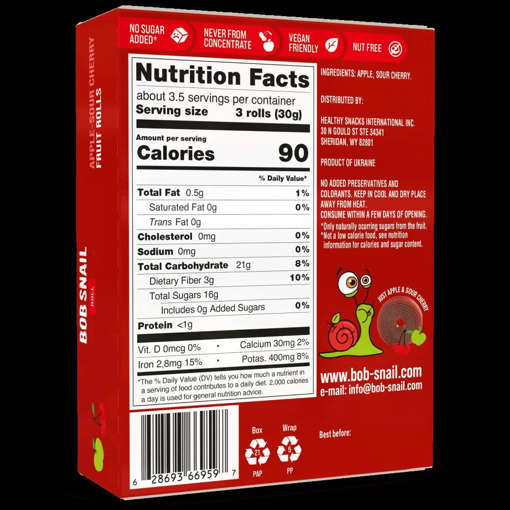 Apple Sour Cherry Fruit Rolls (10 CT)