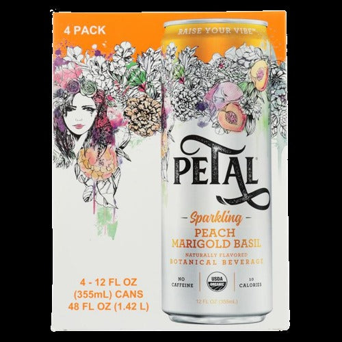 Organic Peach Marigold Basil Sparkling Water 4Pk