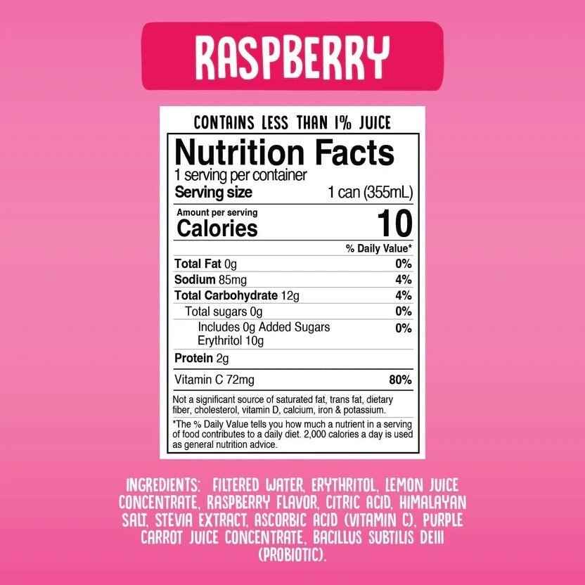 Probiotic Raspberry Soda (12 Pack)