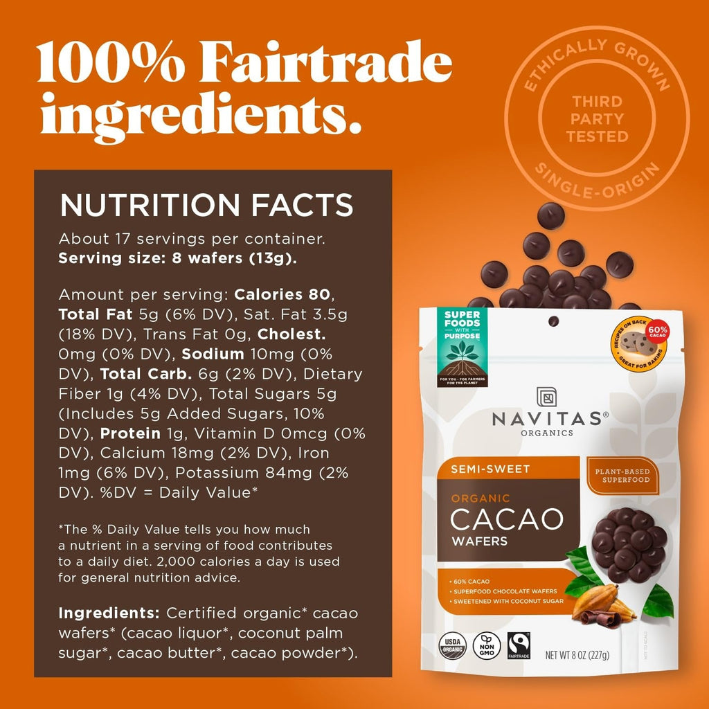 Organic Semi-Sweet Cacao Wafers Chips