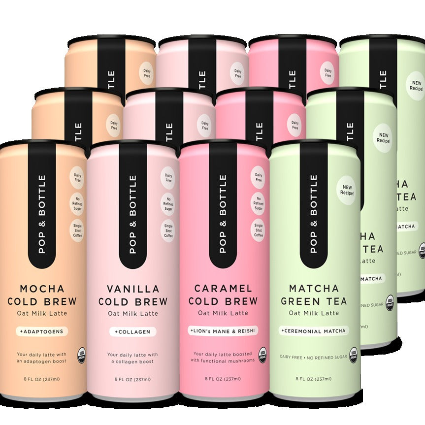 Oat Milk Latte Variety Pack Matcha, Vanilla, Mocha, Caramel (12 Pack)