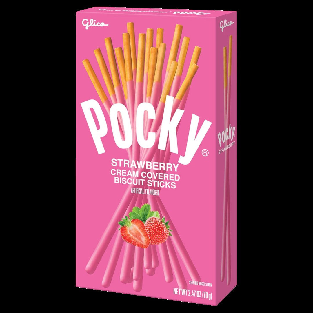 Pocky Strawberry Cream Covered Biscuit Sticks (10 CT)