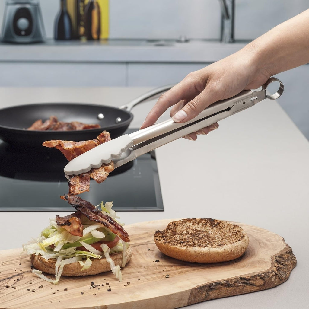 Silicone Cook's Tongs - Light Grey