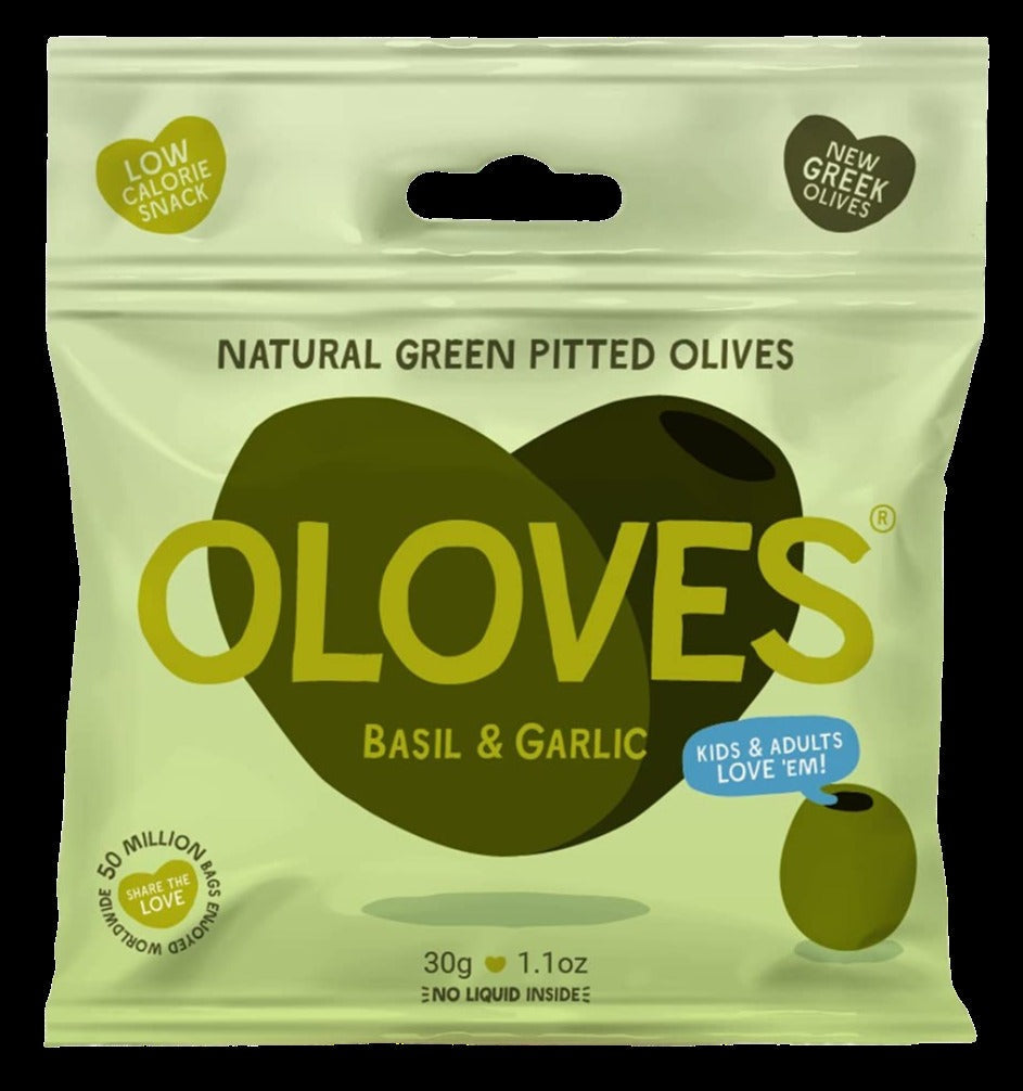 Basil & Garlic Green Pitted Olives (10 Pack)