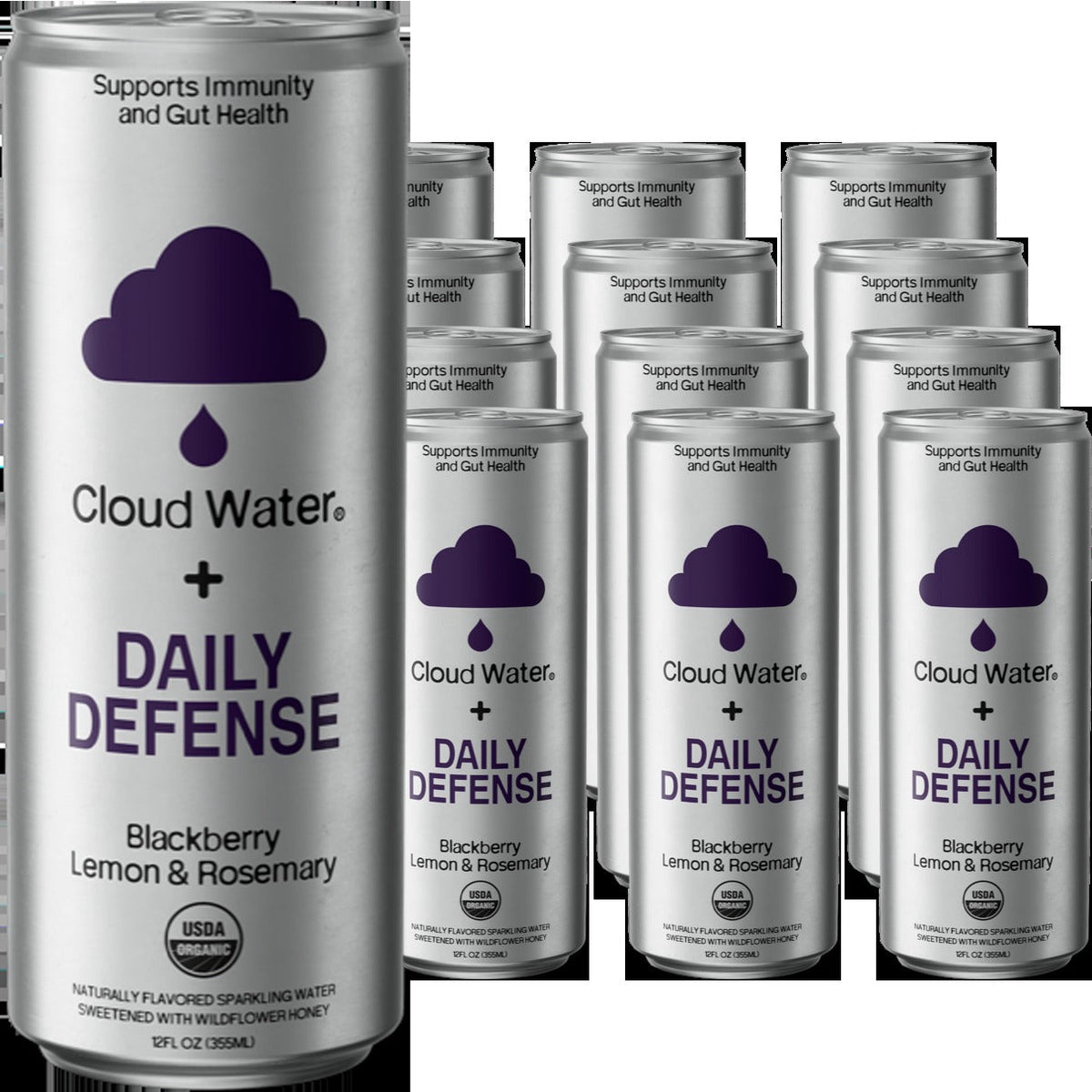 Immunity Organic Blackberry & Lemon & Rosemary Sparkling Water (12 Pack)