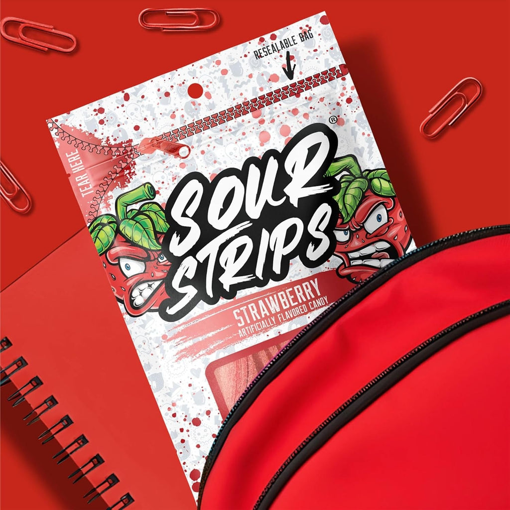 Sour Strips Strawberry Candy Reseal Peg Bag
