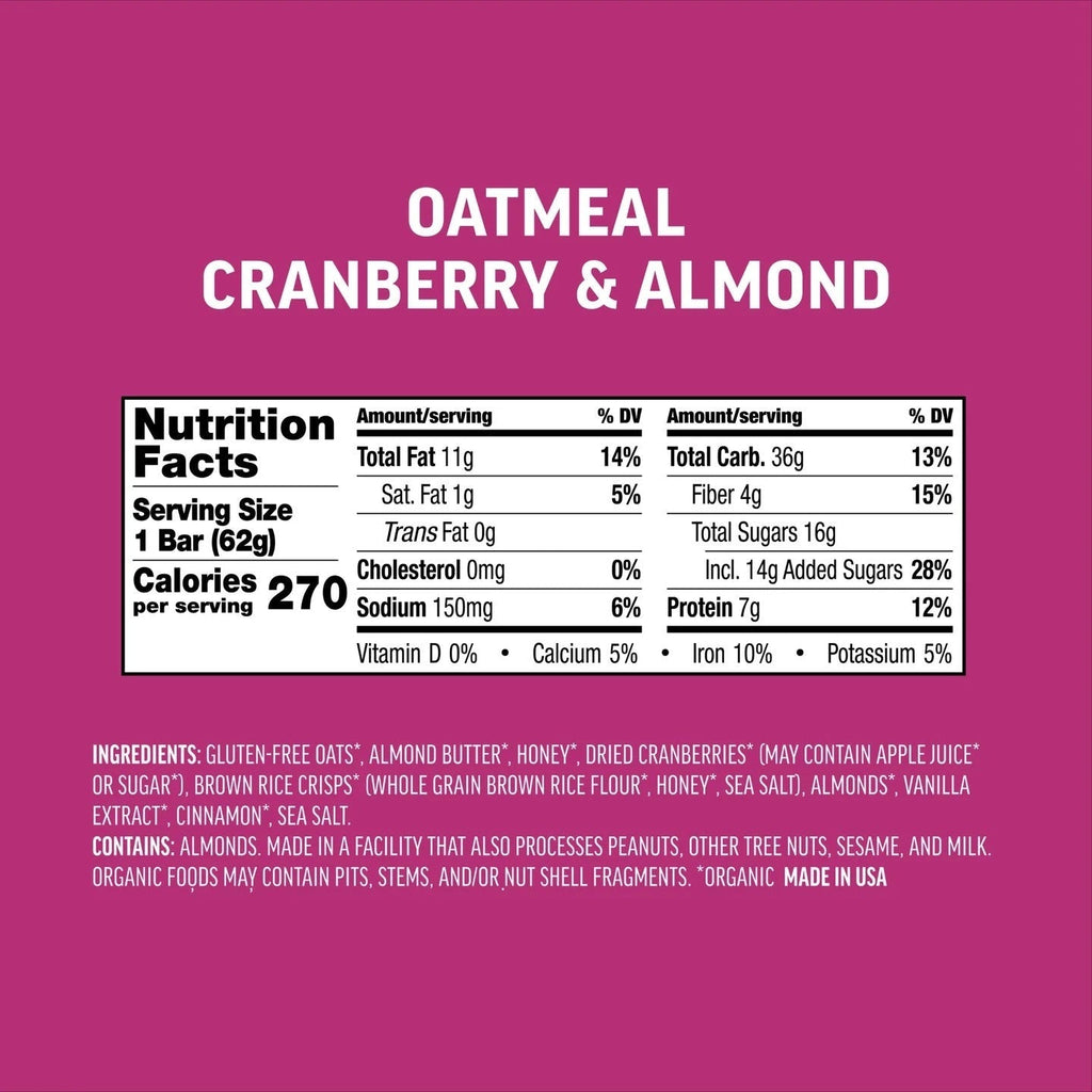 Almond Cranberry Oatmeal Mini Bars (6 CT)