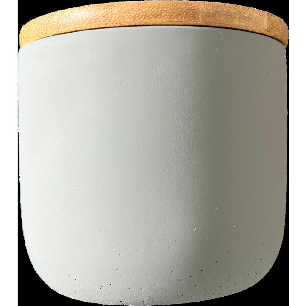 Salt Concrete Container with Bamboo Lid