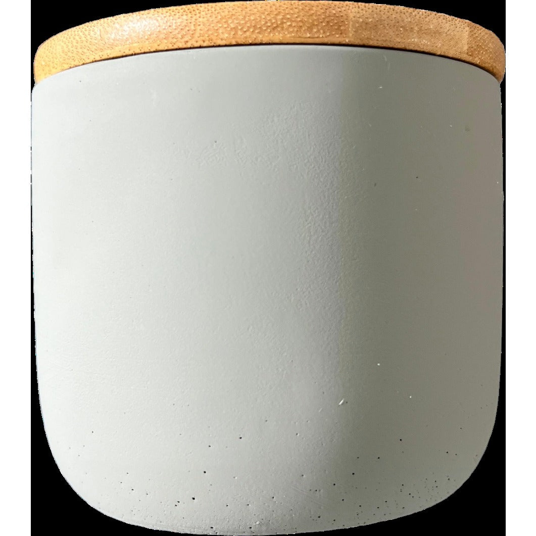 Salt Concrete Container with Bamboo Lid