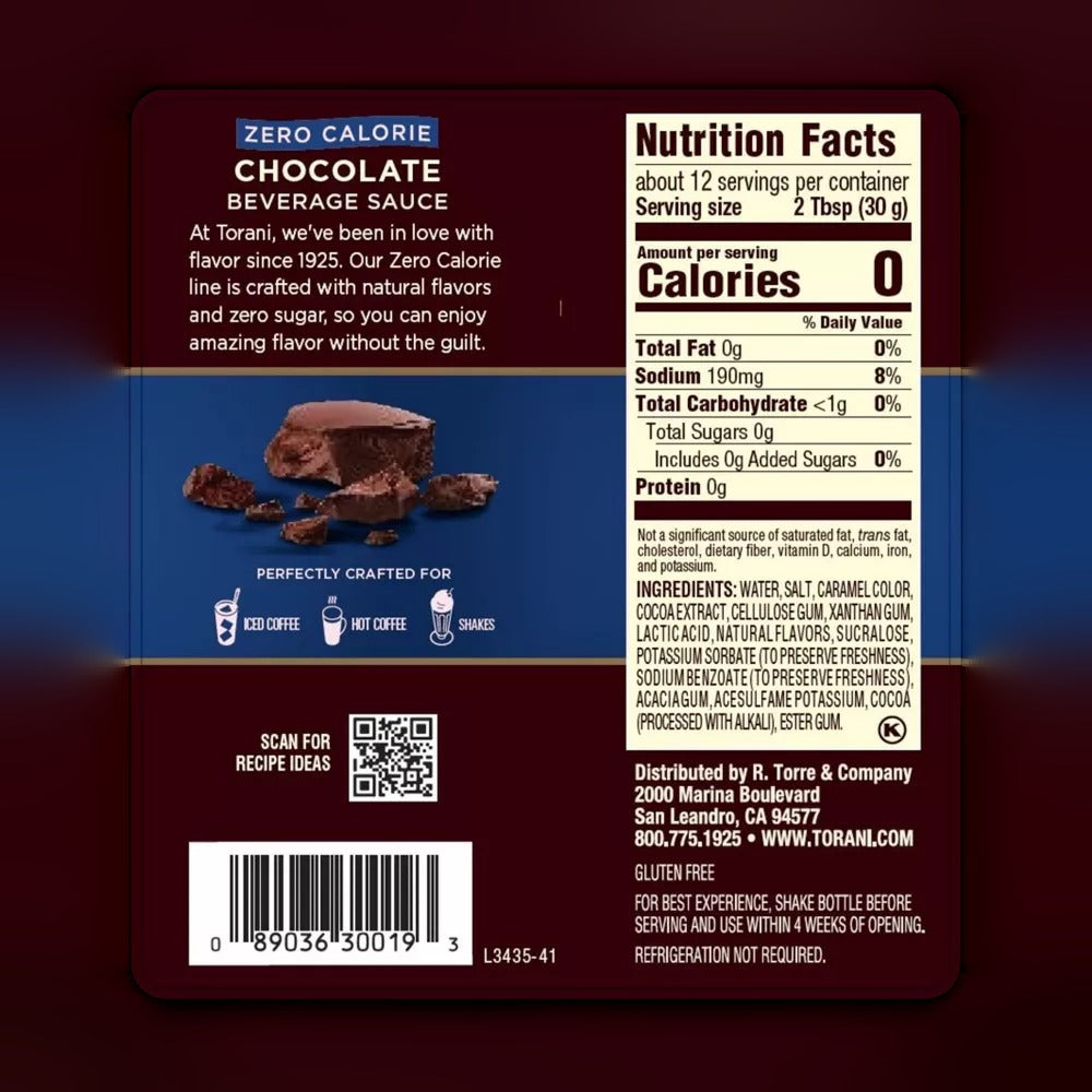 Zero Calorie Chocolate Beverage Sauce
