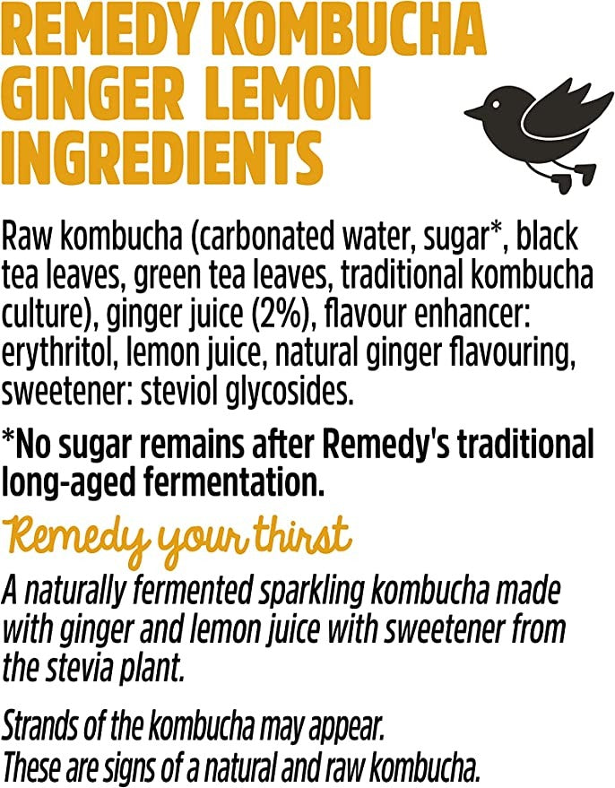 Organic Ginger Lemon Kombucha (4 Pack)