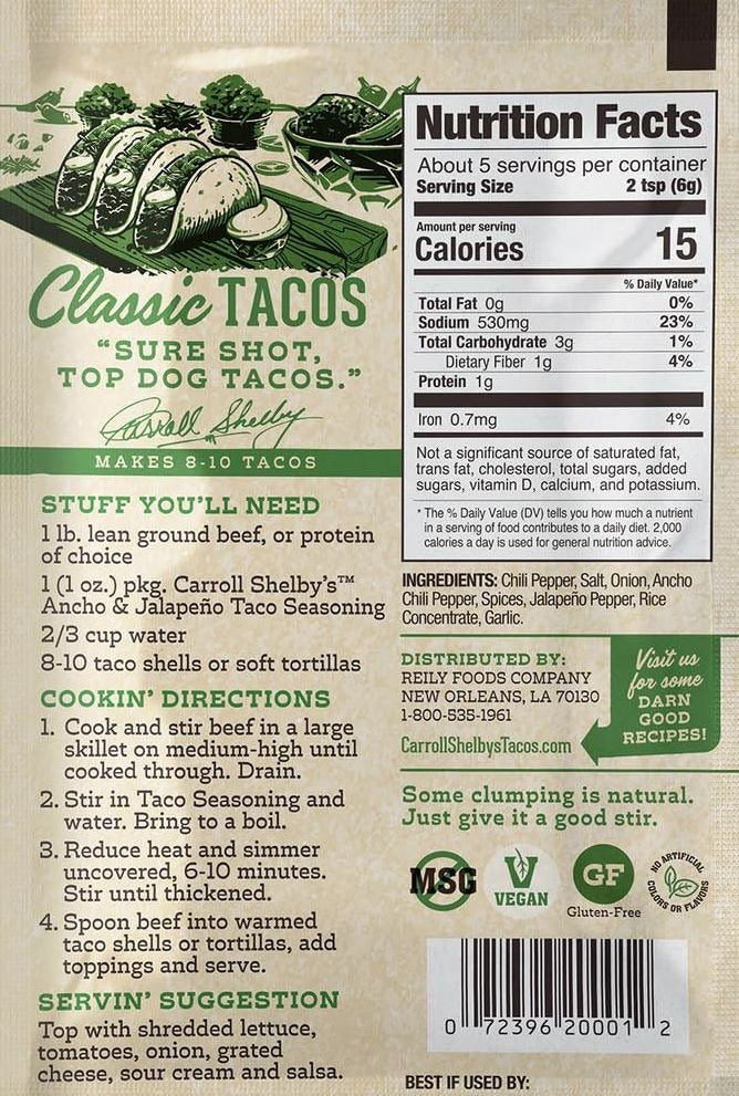 Ancho and Jalapeno Medium Taco Seasoning (12 Pack)
