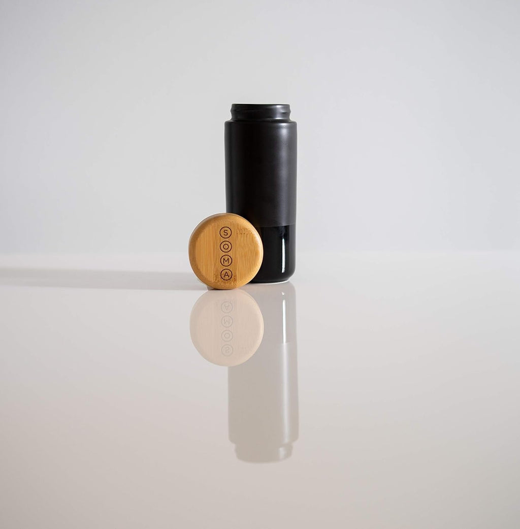 12oz Insulated Ceramic Mug With Bamboo Lid - Black