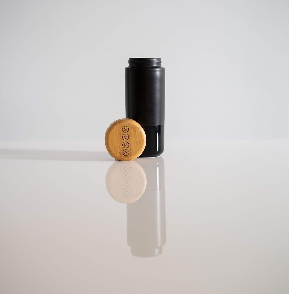 12oz Insulated Ceramic Mug With Bamboo Lid - Black