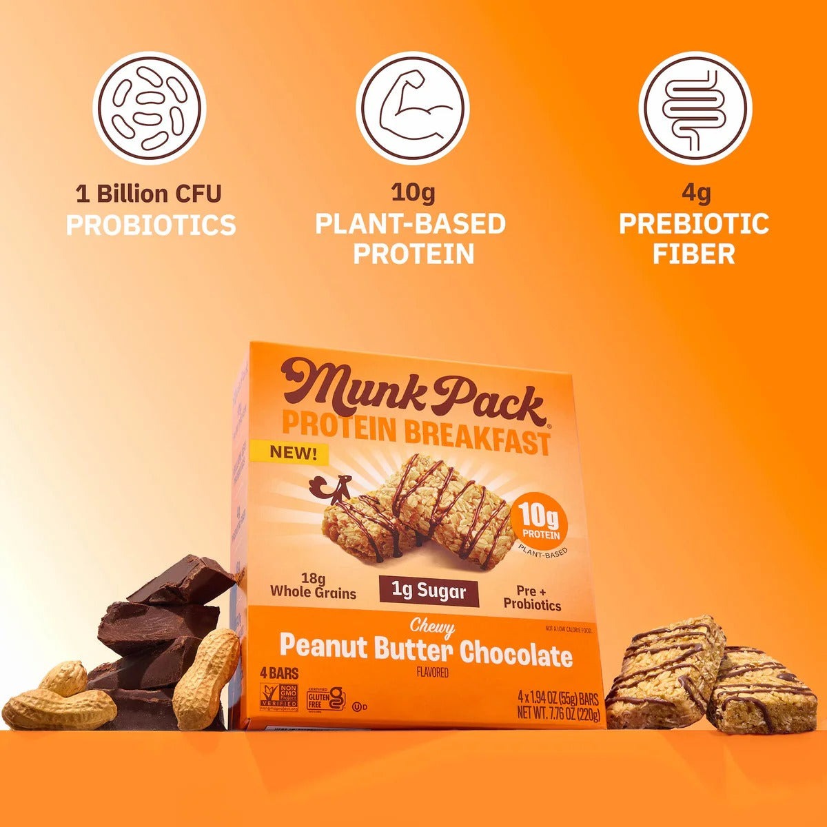 Peanut Butter Chocolate Breakfast Bars (4 Pack)
