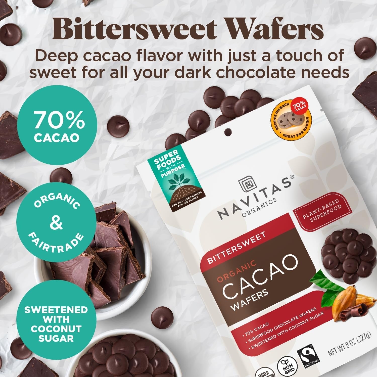 Organic Bittersweet Cacao Wafer Chips