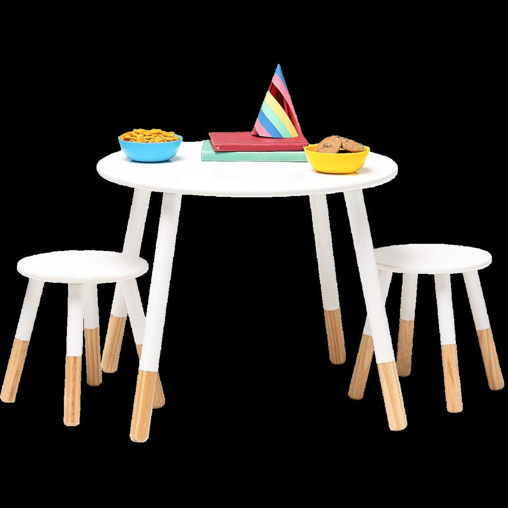 Scandi Table And Chair Set - White/Natural