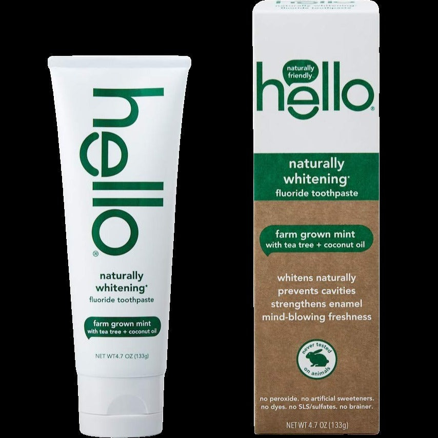 Naturally Whitening Fluoride Toothpaste - Grown Mint With Tea Tree + Coconut Oil