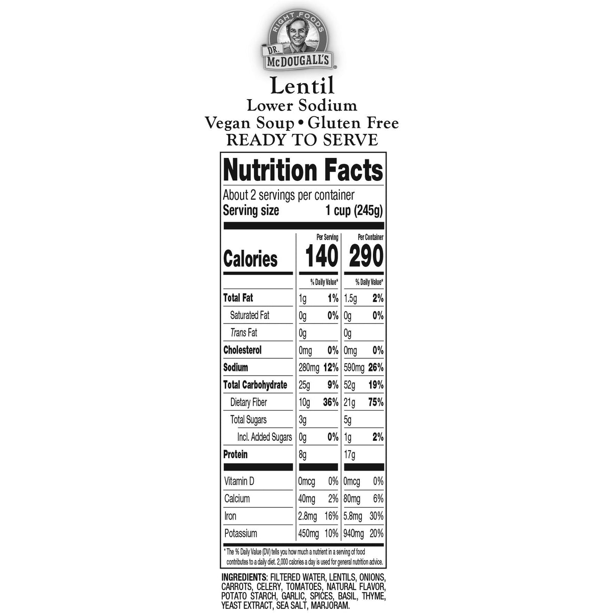 Lower Sodium Lentil Soup