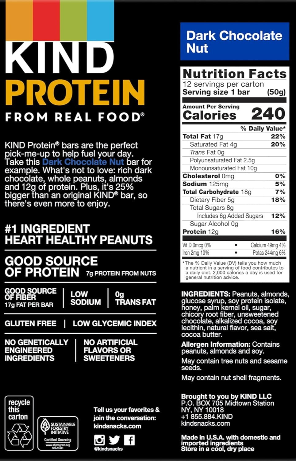 Dark Chocolate Nut Protein Bars (12 CT)