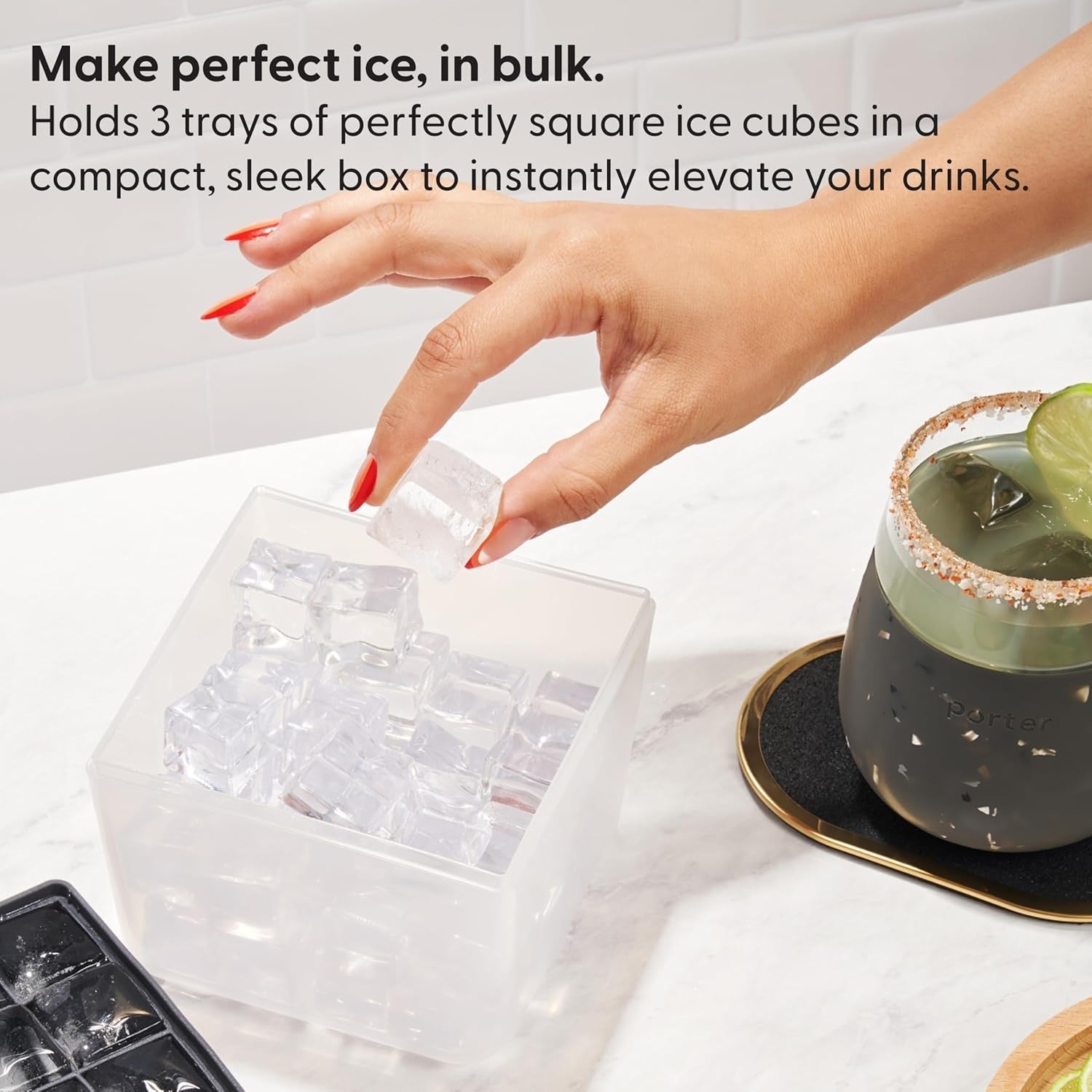 Mini Ice Box Silicone Ice Cube Tray with Lid & Bin - Charcoal