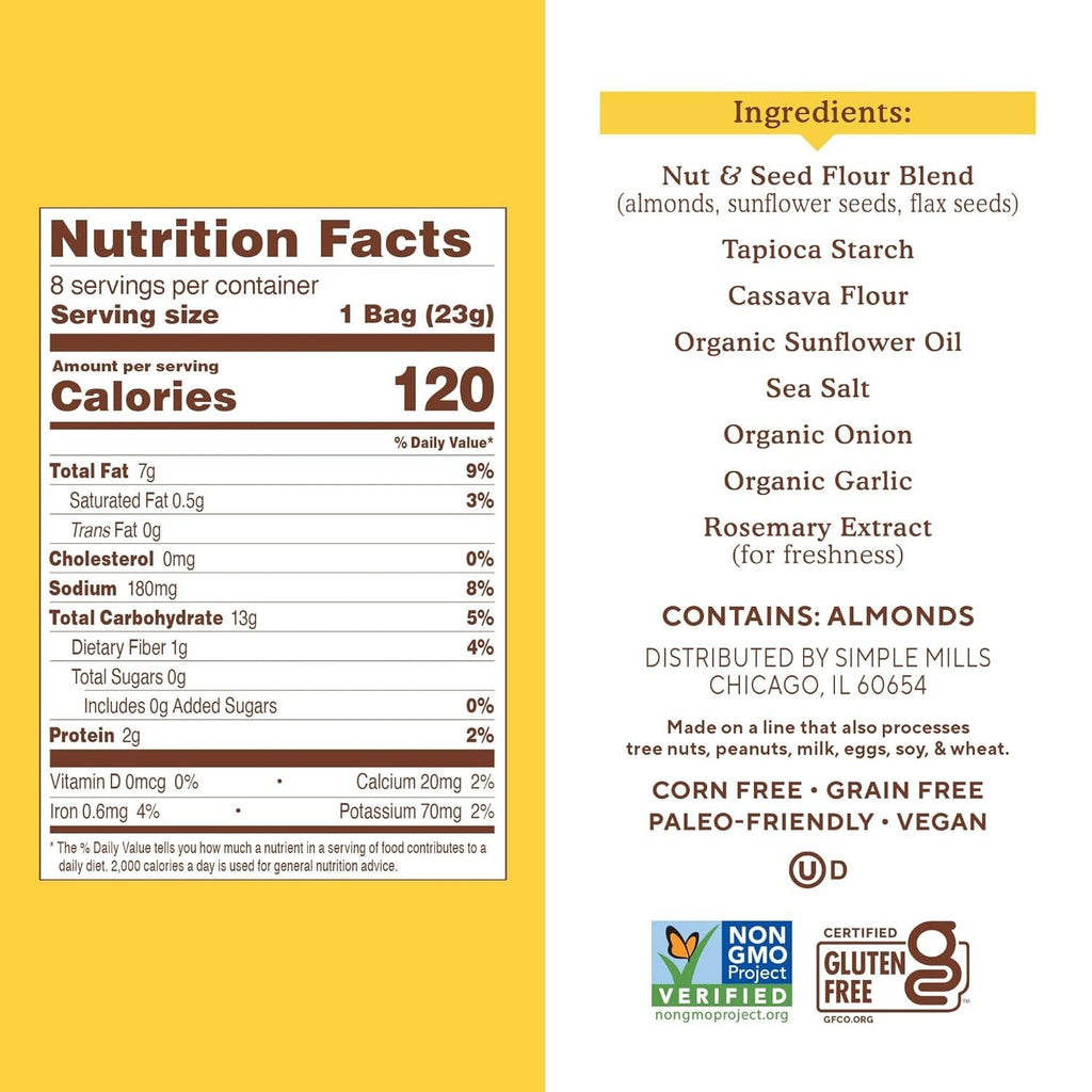 Almond Flour Crackers - Fine Ground Sea Salt Snack Pack (8 CT) (2 Pack)