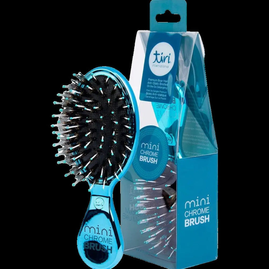 Mini Boar Bristle Purse Hair Brush - Turquoise